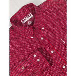 Cinch Modern Fit All Over Print Long Sleeve Mens Button-down Shirt Size Large